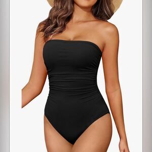Holipick Women Tummy Control One Piece Strapless Bandeau Slimming Halter Suit S